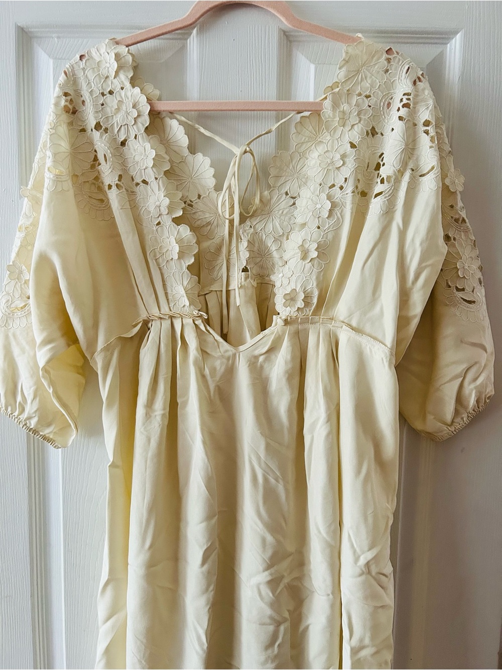 Embroidered Floral Lace Trim Silk Dress - BCBG MaxAzria Runway, Rare Find - Picture 5 of 16